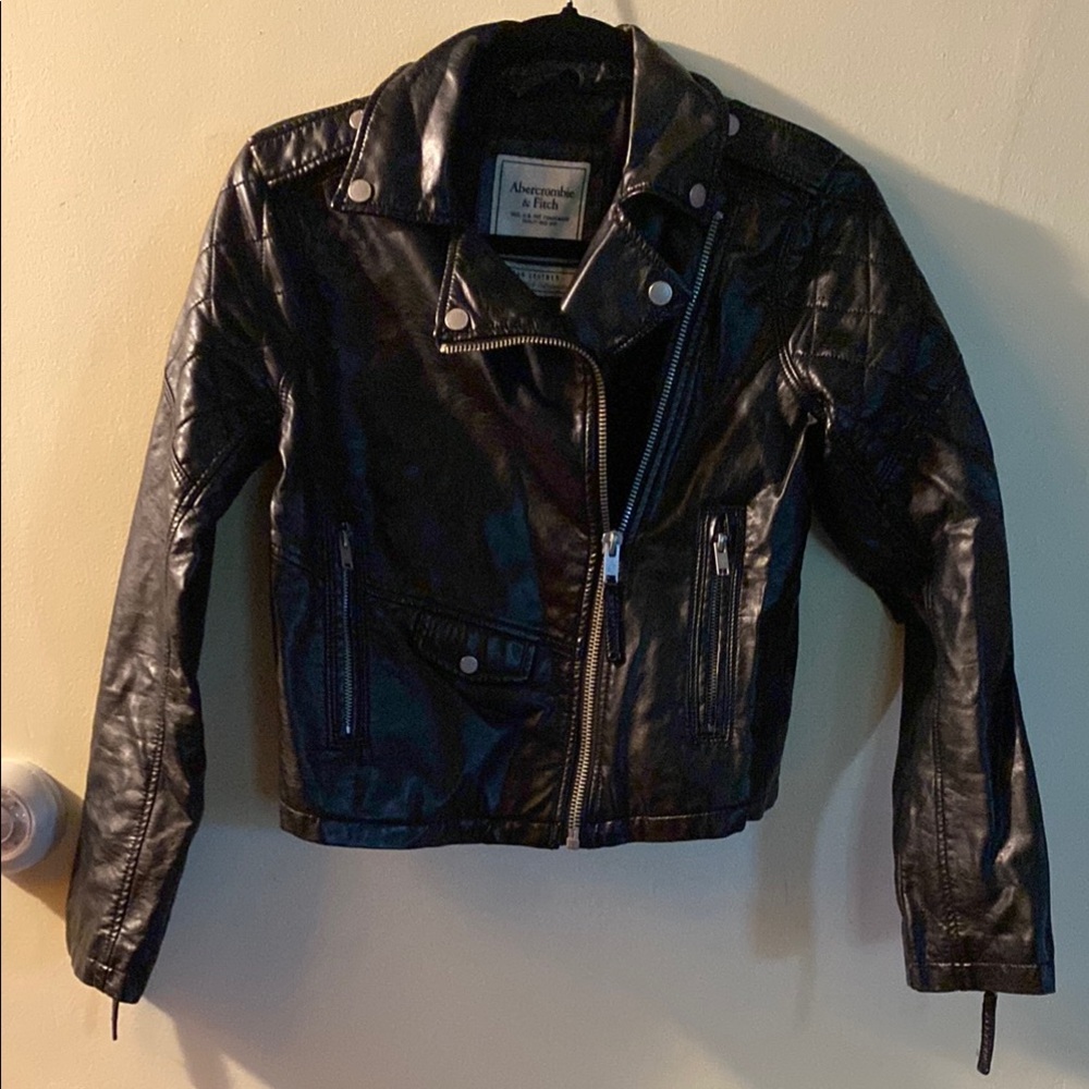 Abercrombie & Fitch Black Vegan Leather Biker Jacket